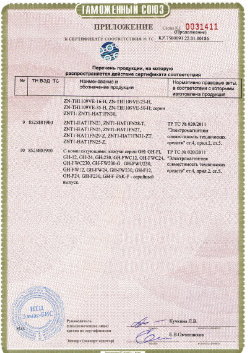 24.03.2019 Новомосковск - ЗАО Хиквижн. Приложение к сертификату Взрывазащитные видиокамеры. ТР ТС 020/2011